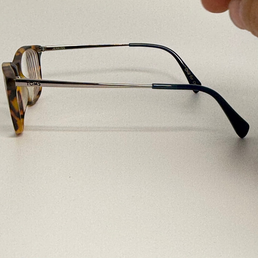 TOMS Jenkins Eyeglasses Tortoise Shell Square Frames Silver Metal Temples Blue - Picture 2 of 8
